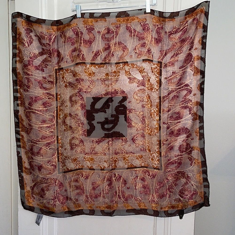 Vtg 90s Liz Claiborne large semi sheer paisley scarf or wrap‎